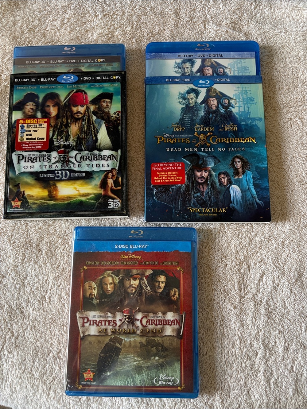 Disney Pirates of the Caribbean Blu-ray Set of 3. NWT, NWOT